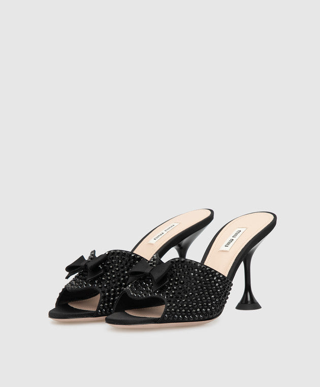 MIU MIU CRYSTALS EMBELLISHED MULES SANDALS