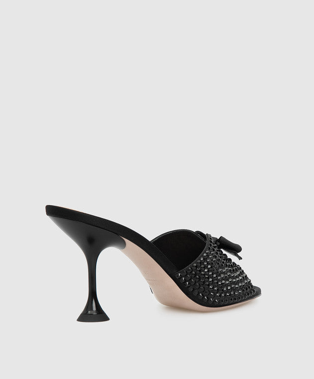 MIU MIU CRYSTALS EMBELLISHED MULES SANDALS