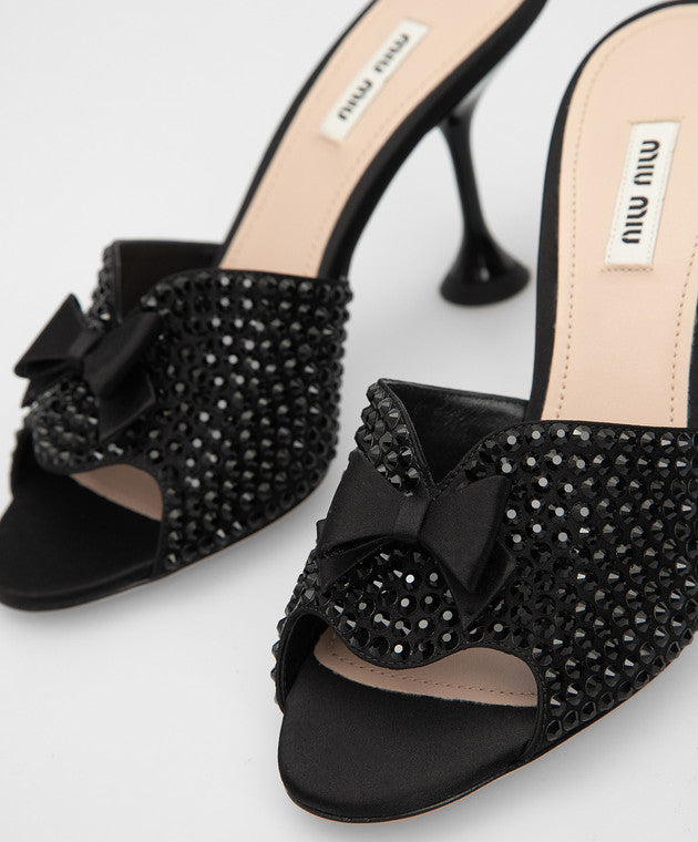 MIU MIU CRYSTALS EMBELLISHED MULES SANDALS