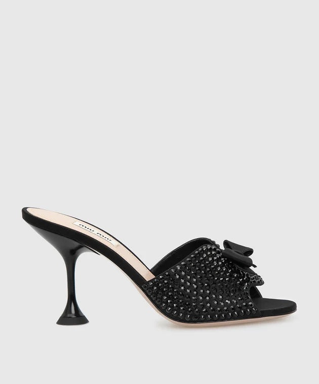 MIU MIU CRYSTALS EMBELLISHED MULES SANDALS