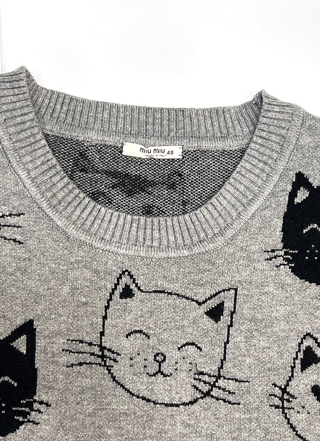 MIU MIU ALL OVER CAT PRINT CREWNECK SWEATSHIRT