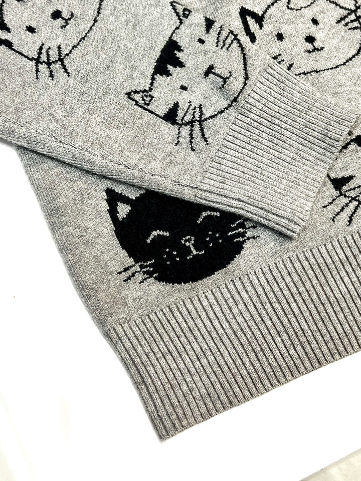 MIU MIU ALL OVER CAT PRINT CREWNECK SWEATSHIRT