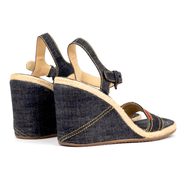 MIU MIU DENIM WEDGE HEEL ESPADRILLS