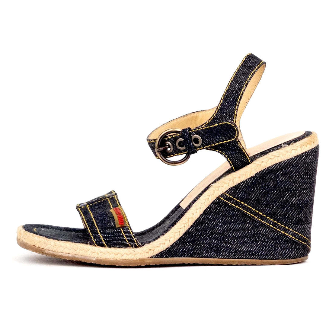 MIU MIU DENIM WEDGE HEEL ESPADRILLS