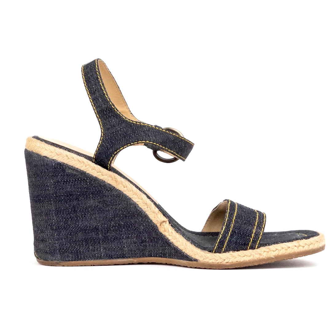 MIU MIU DENIM WEDGE HEEL ESPADRILLS