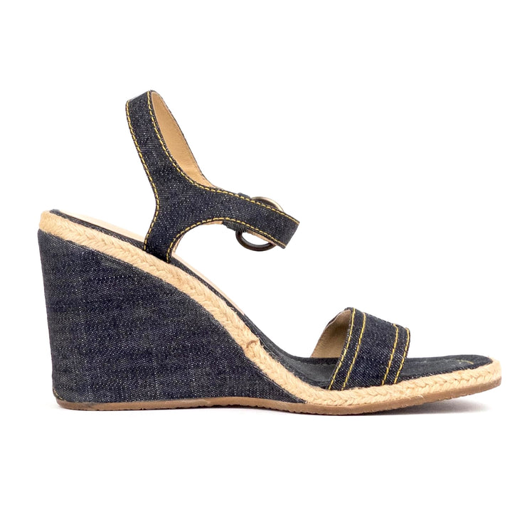 MIU MIU DENIM WEDGE HEEL ESPADRILLS