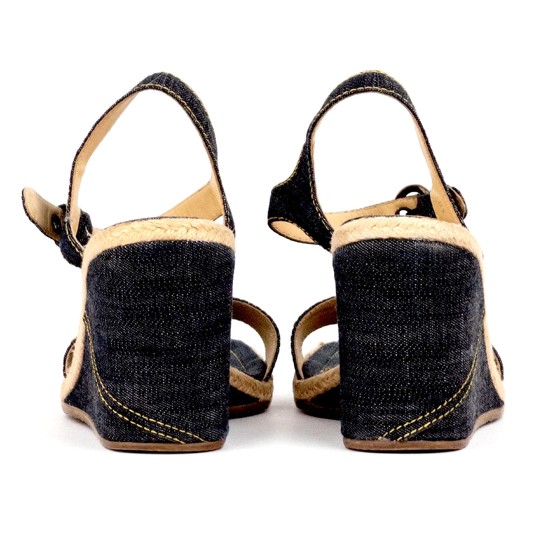MIU MIU DENIM WEDGE HEEL ESPADRILLS