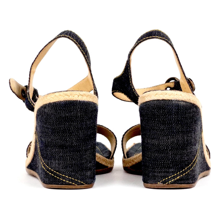 MIU MIU DENIM WEDGE HEEL ESPADRILLS