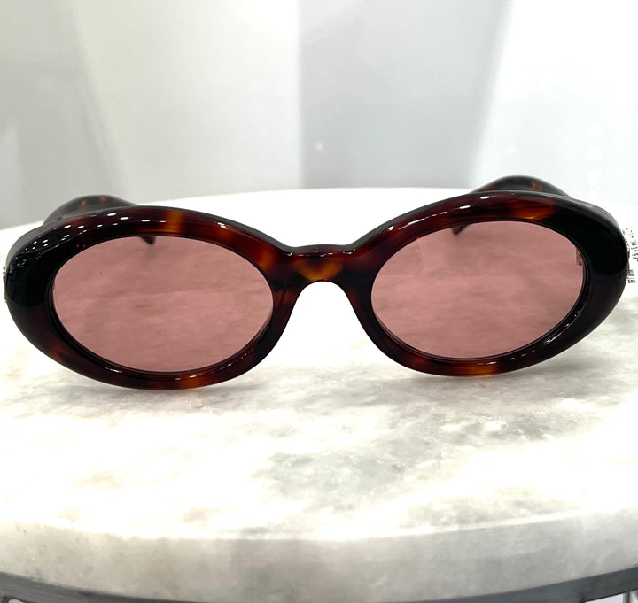 MIU MIU MUS-B09S OVAL WRAP AROUND SUNGLASSES IN HAVANA