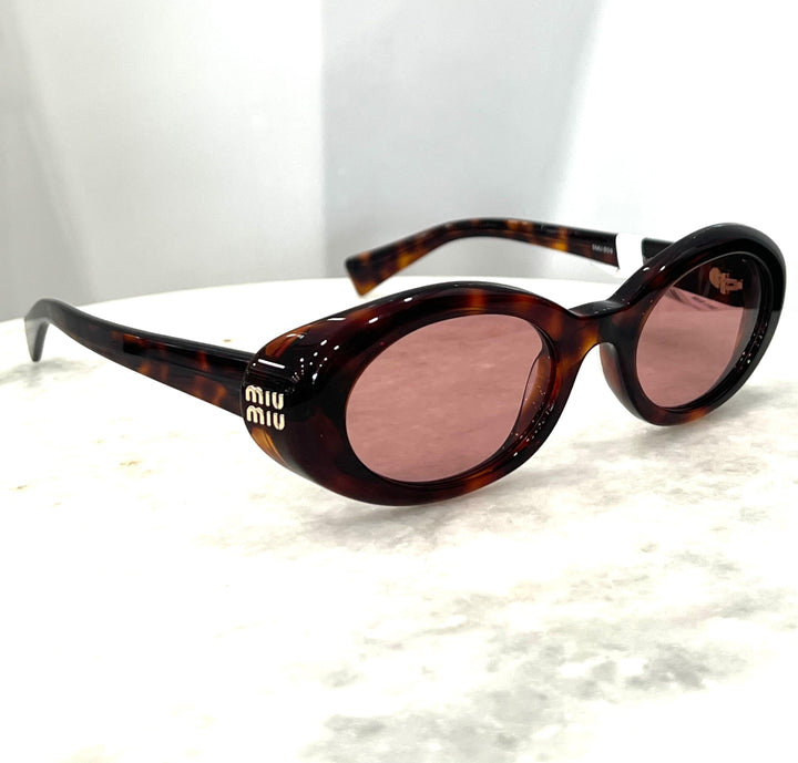 MIU MIU MUS-B09S OVAL WRAP AROUND SUNGLASSES IN HAVANA