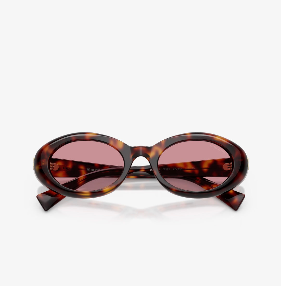MIU MIU MUS-B09S OVAL WRAP AROUND SUNGLASSES IN HAVANA