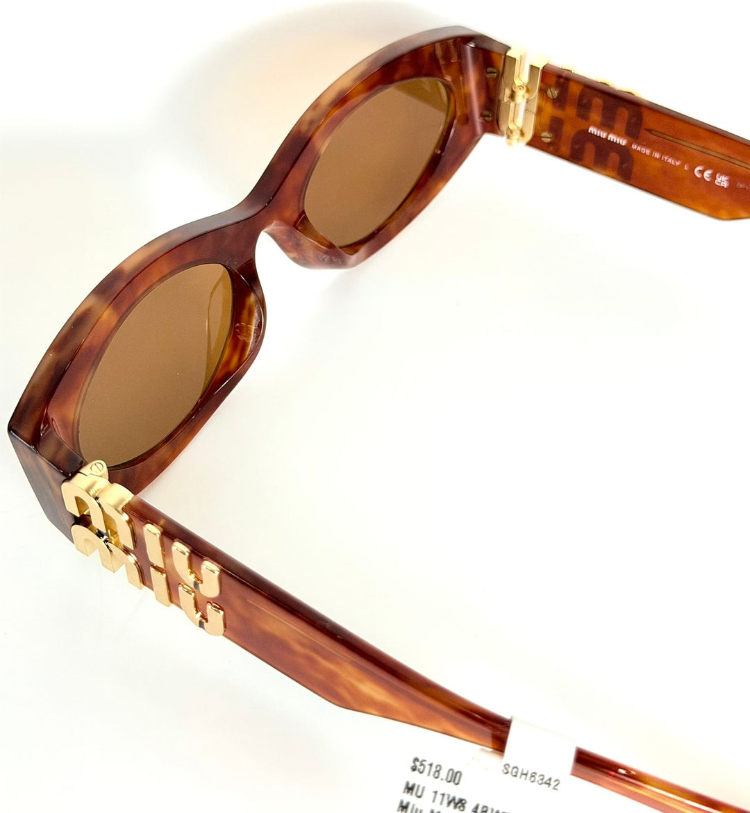 MIU MIU TORTOISESHELL OVAL-FRAME SUNGLASSES