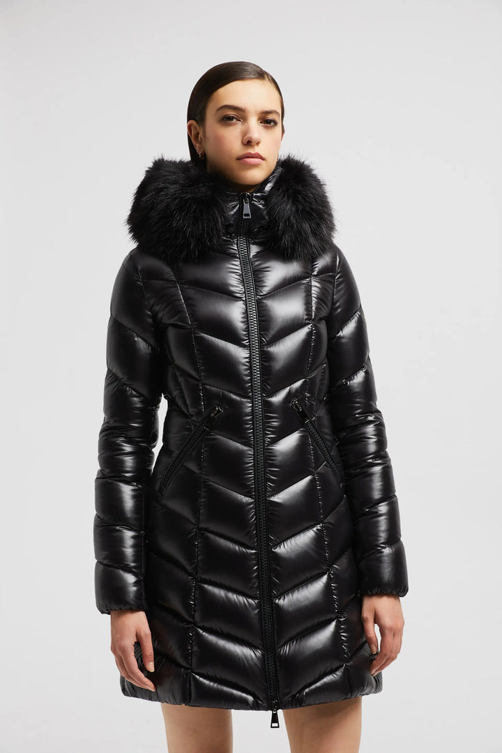 MONCLER FULMARUS FAUX FUR TRIMMED HOODED LONG DOWN COAT