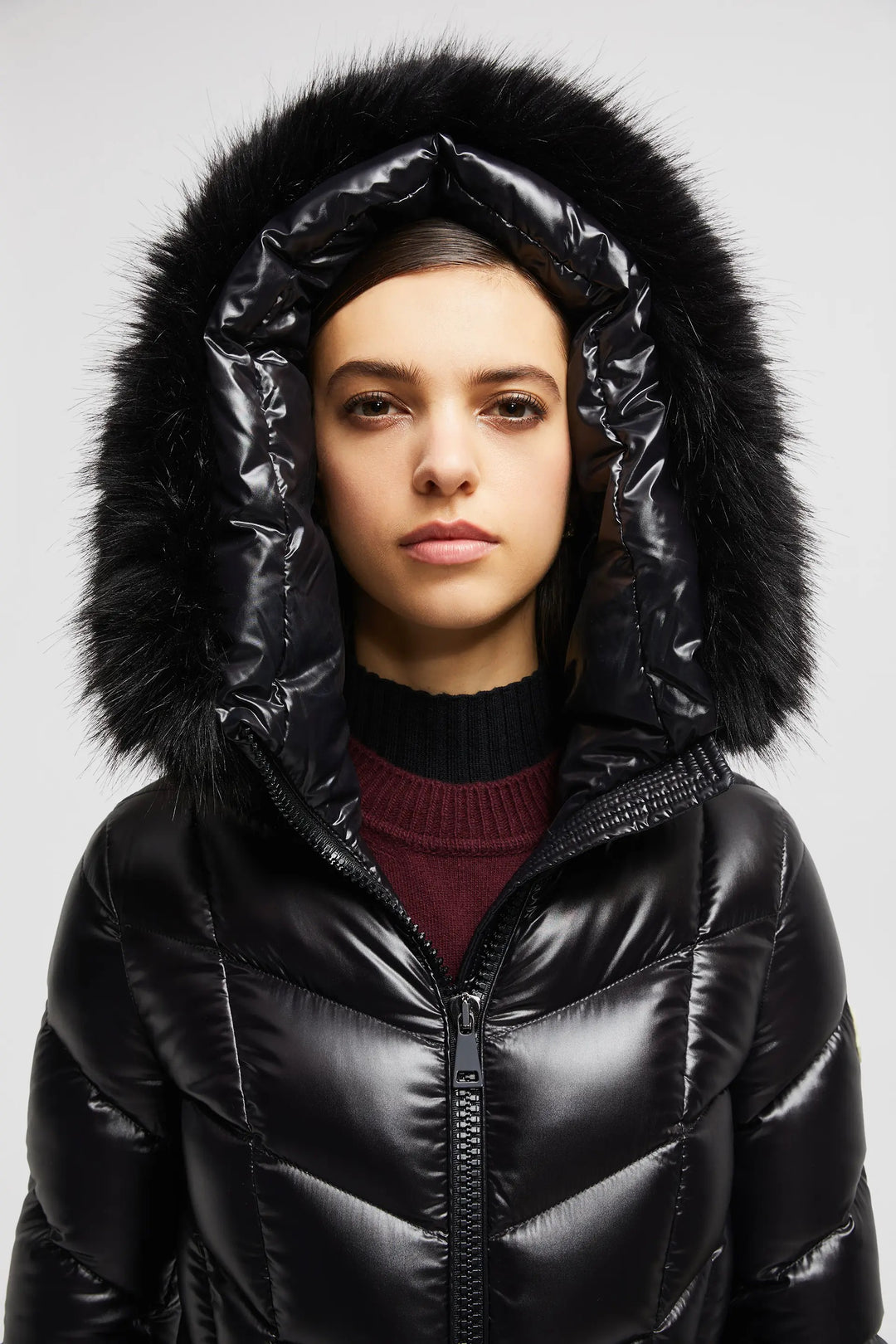 MONCLER FULMARUS FAUX FUR TRIMMED HOODED LONG DOWN COAT
