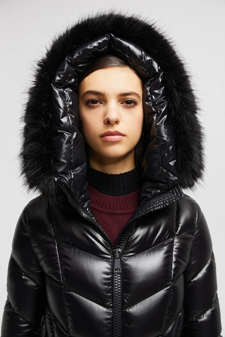 MONCLER FULMARUS FAUX FUR TRIMMED HOODED LONG DOWN COAT