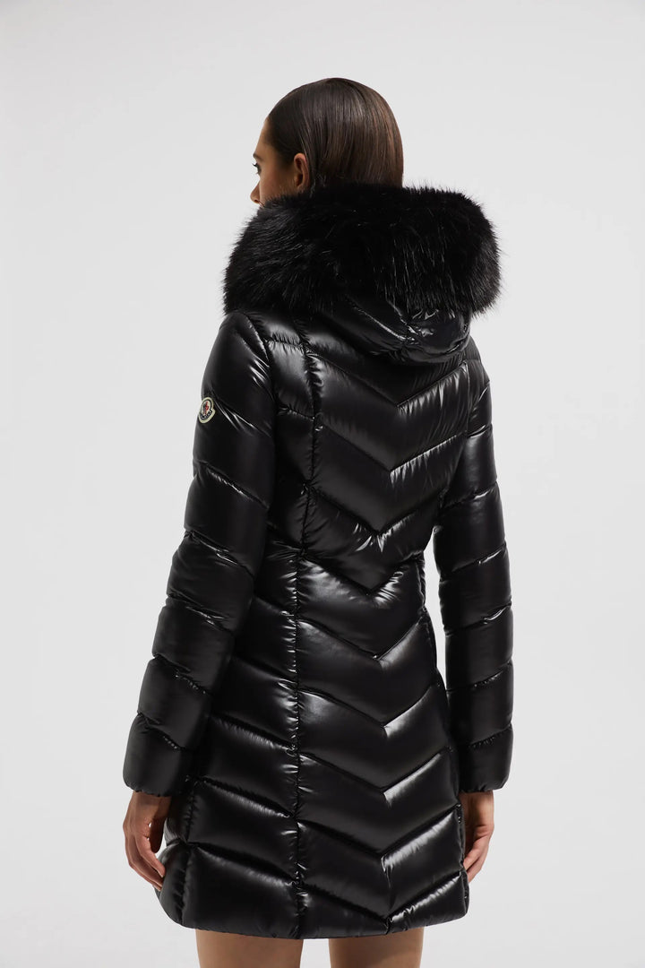 MONCLER FULMARUS FAUX FUR TRIMMED HOODED LONG DOWN COAT