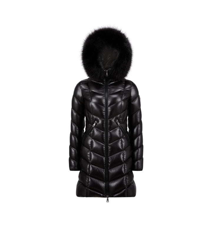 MONCLER FULMARUS FAUX FUR TRIMMED HOODED LONG DOWN COAT