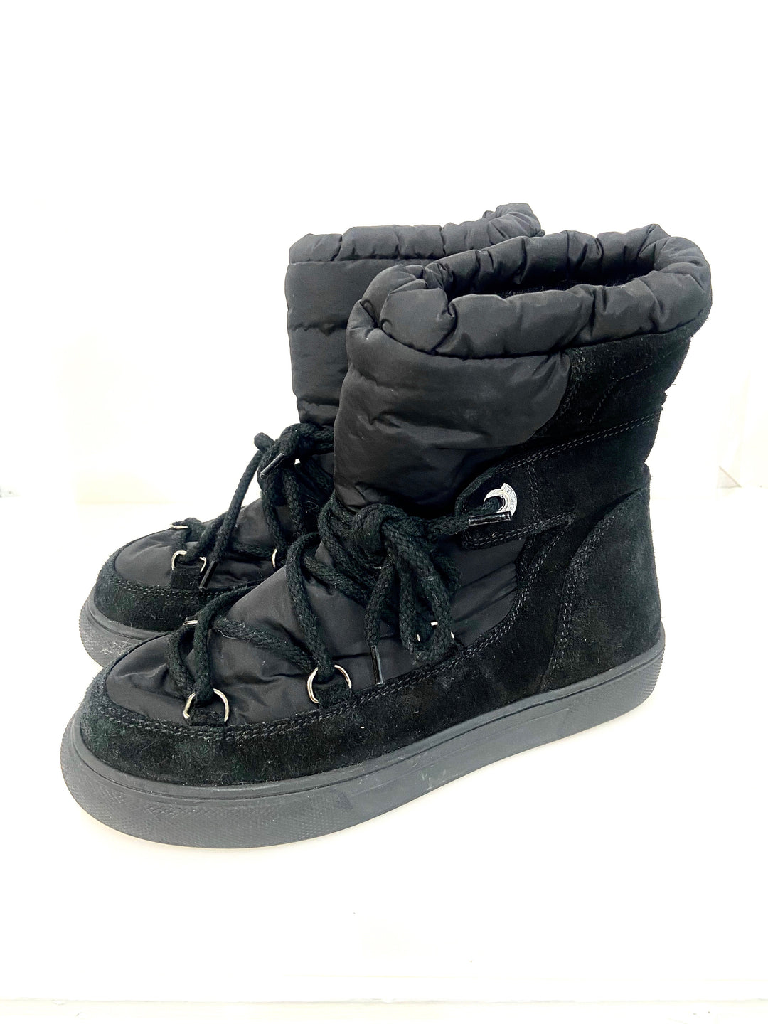 MONCLER KIDS SUEDE TRIMMED SNOW BOOTS
