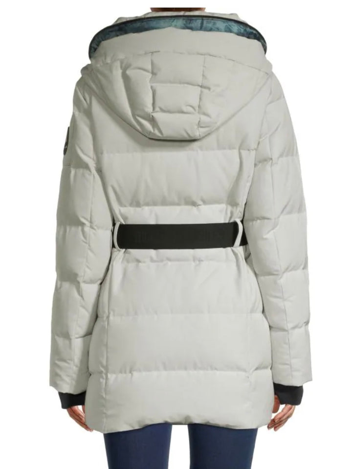 MOOSE KNUCKLES MALIGNE BELTED PARKA COAT IN ICE BERG