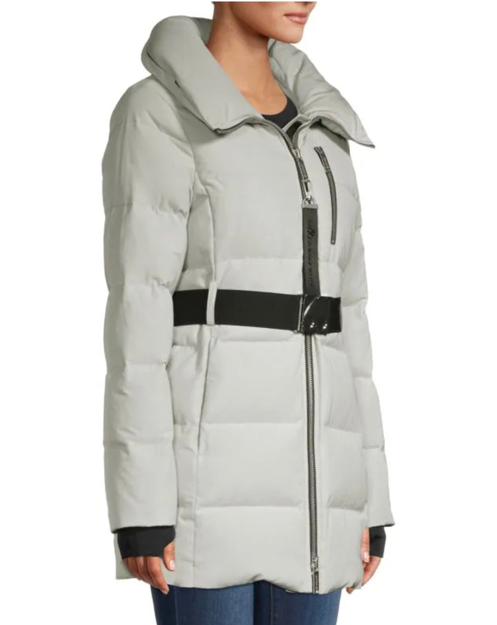 MOOSE KNUCKLES MALIGNE BELTED PARKA COAT IN ICE BERG