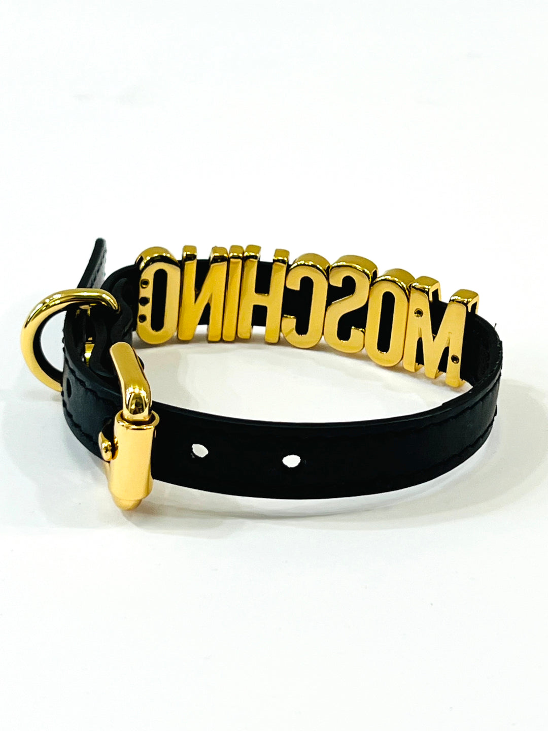 MOSCHINO× Dog Lead ブラック MOSCHINO-Logo-Plaque-Dog-