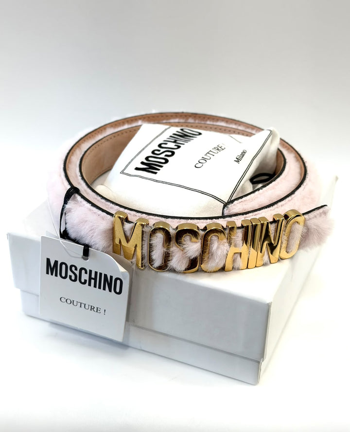 MOSCHINO LOGO HARDWARE LEATHER BELT