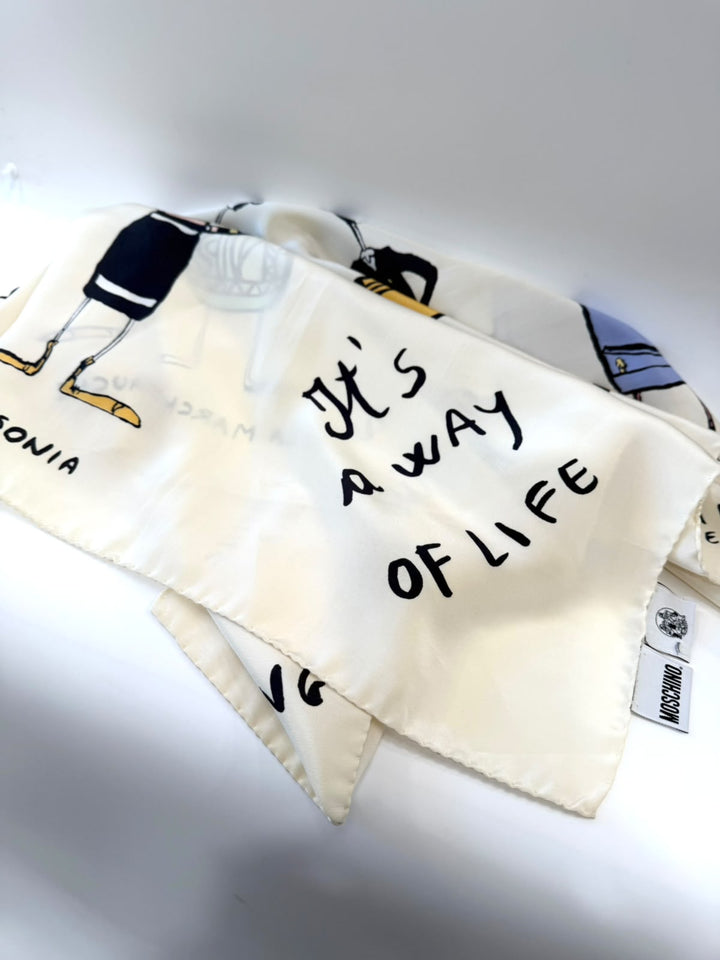 MOSCHINO OLIVE OYL SILK SCARF