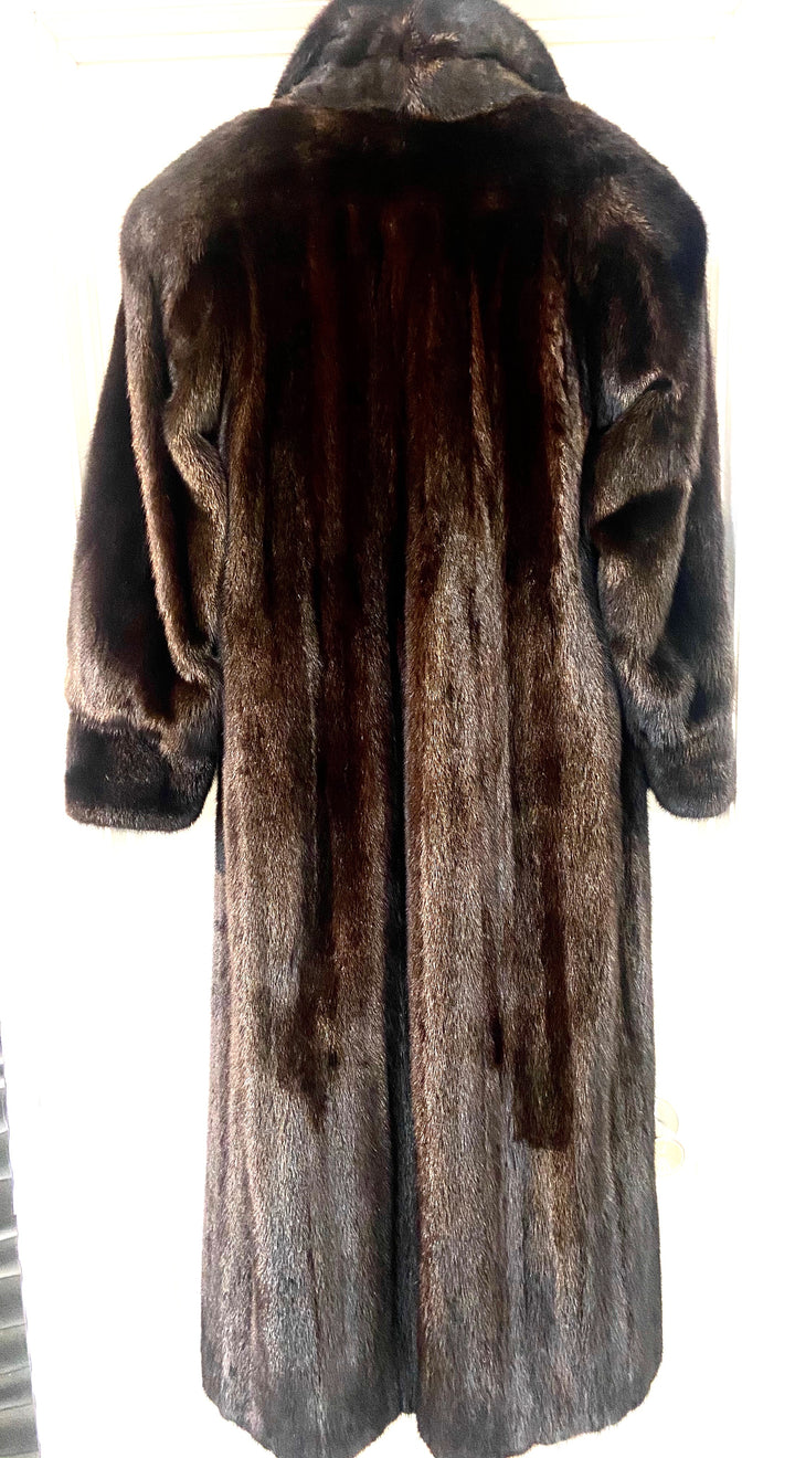 MAHOGANY LONG MINK FUR COAT