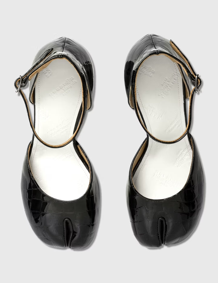 MAISON MARTIN MARGIELA PARIS TABI PATENT LEATHER SANDALS