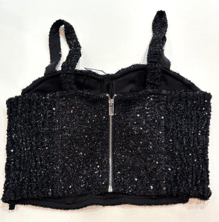 MAJE LARGOT SEQUINED BUSTIER CORSET TOP