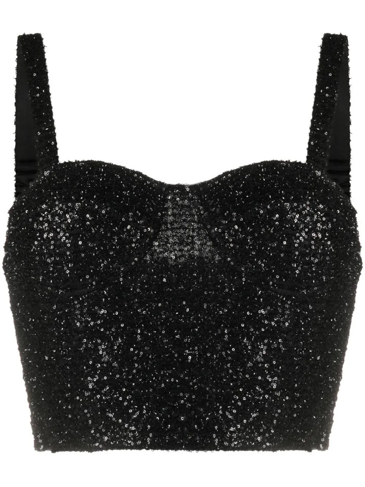 MAJE LARGOT SEQUINED BUSTIER CORSET TOP
