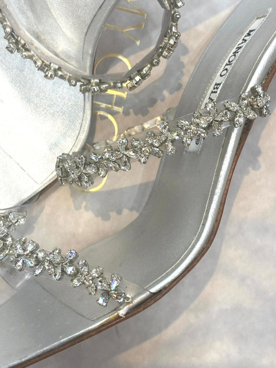 MANOLO BLAHNIK DIORA EMBELLISHED LEATHER SANDALS