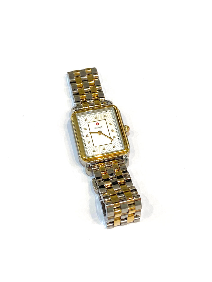 MICHELE DECO II DIAMOND TWO-TONE BRACELET WATCH