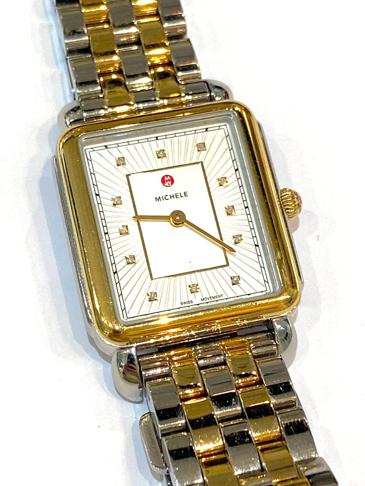 MICHELE DECO II DIAMOND TWO-TONE BRACELET WATCH