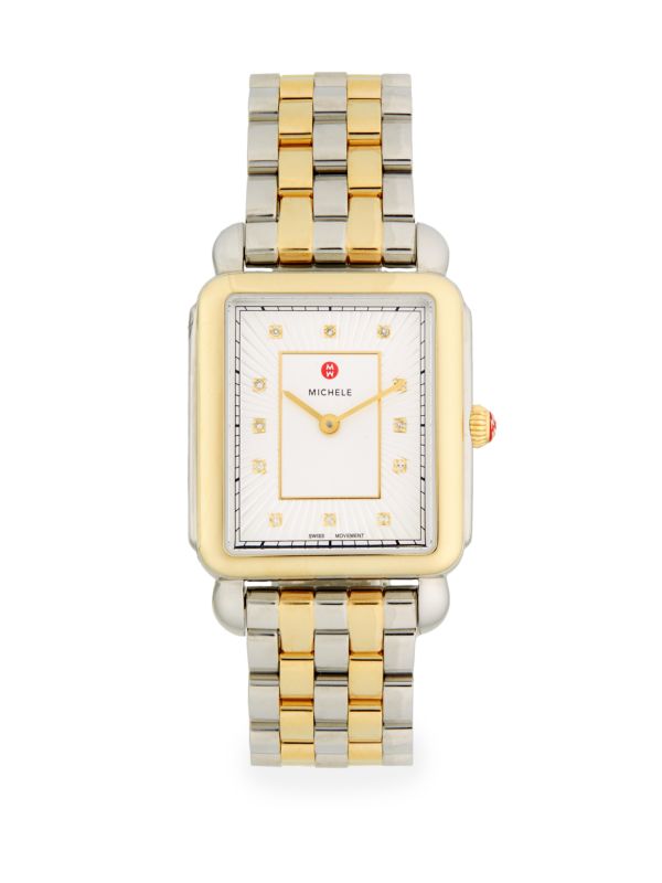MICHELE DECO II DIAMOND TWO-TONE BRACELET WATCH