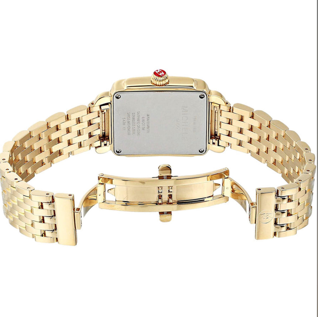 MICHELE DECO MADISON 18K GOLD PLATED DIAMOND DIAL WATCH