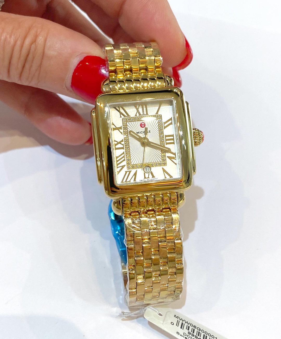 MICHELE DECO MADISON 18K GOLD PLATED DIAMOND DIAL WATCH