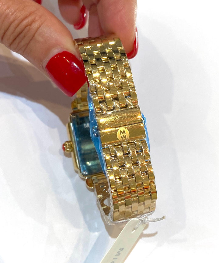 MICHELE DECO MADISON 18K GOLD PLATED DIAMOND DIAL WATCH