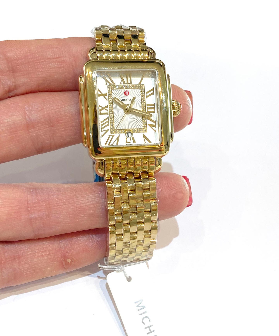MICHELE DECO MADISON 18K GOLD PLATED DIAMOND DIAL WATCH