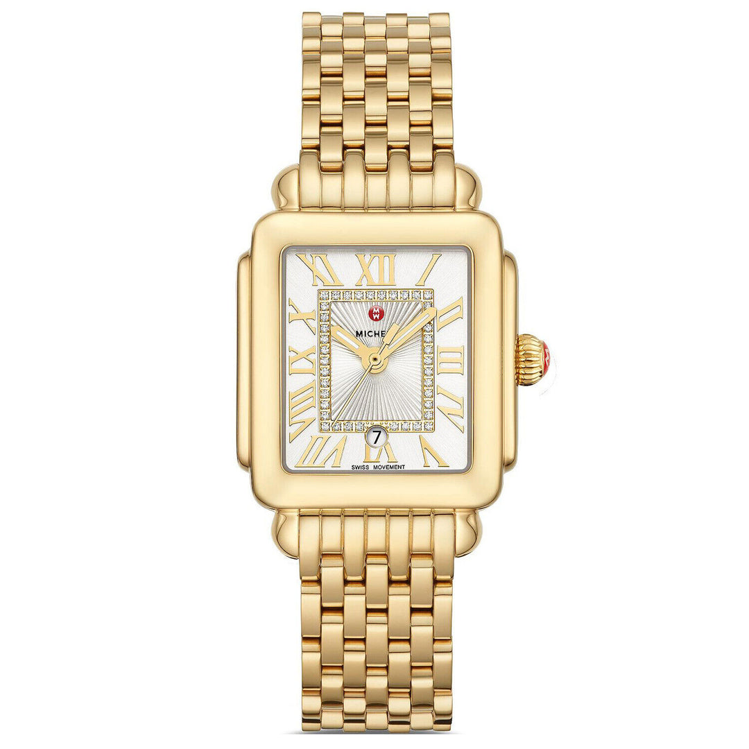 MICHELE DECO MADISON 18K GOLD PLATED DIAMOND DIAL WATCH