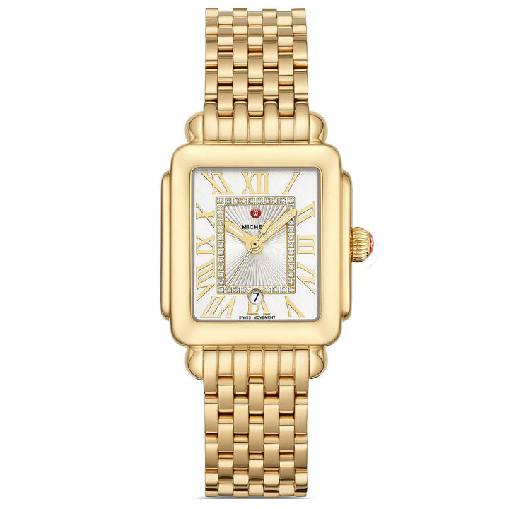 MICHELE DECO MADISON 18K GOLD PLATED DIAMOND DIAL WATCH