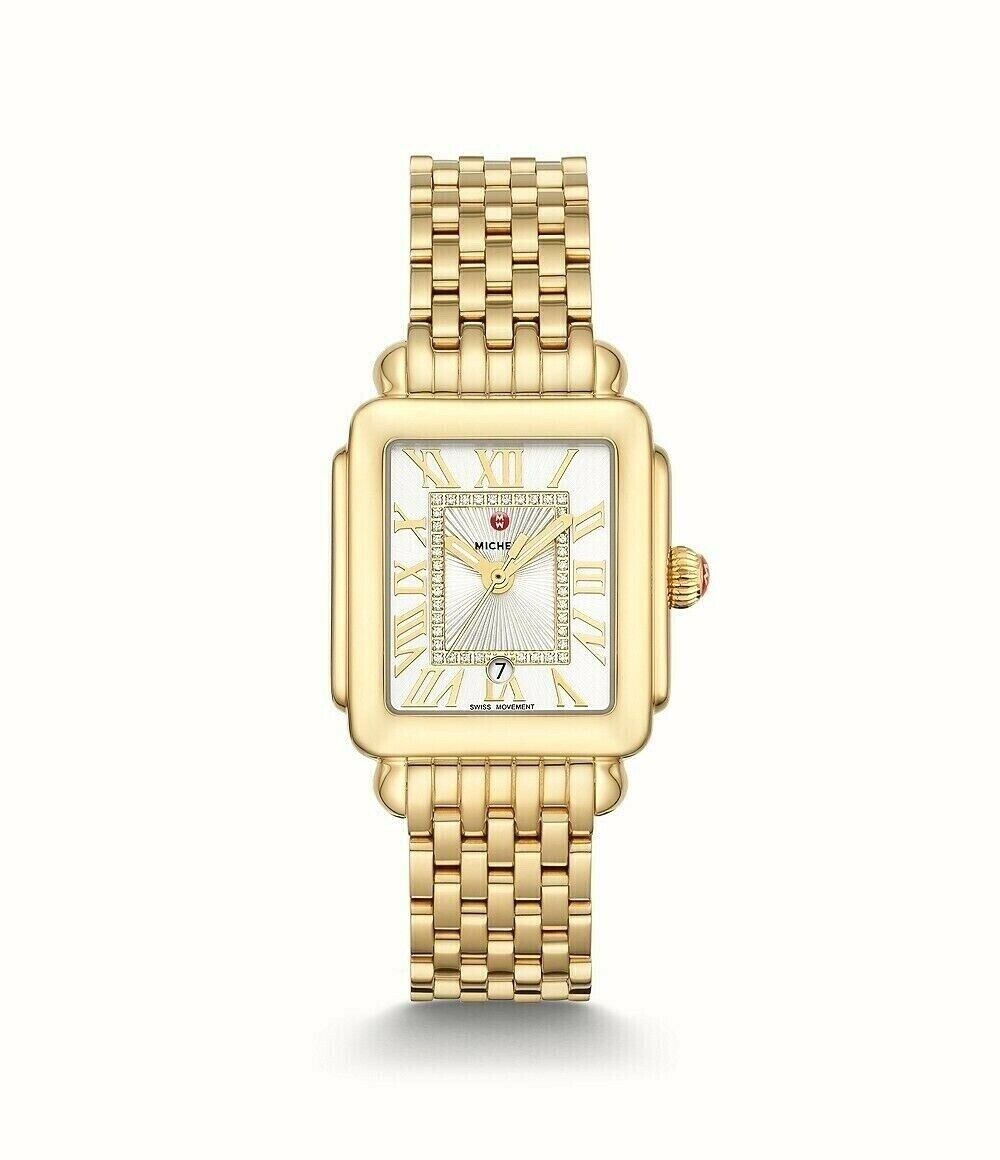 MICHELE DECO MADISON 18K GOLD PLATED DIAMOND DIAL WATCH