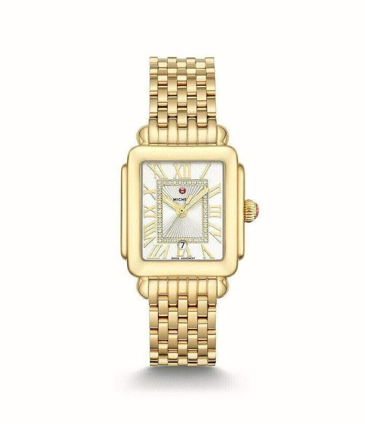 MICHELE DECO MADISON 18K GOLD PLATED DIAMOND DIAL WATCH