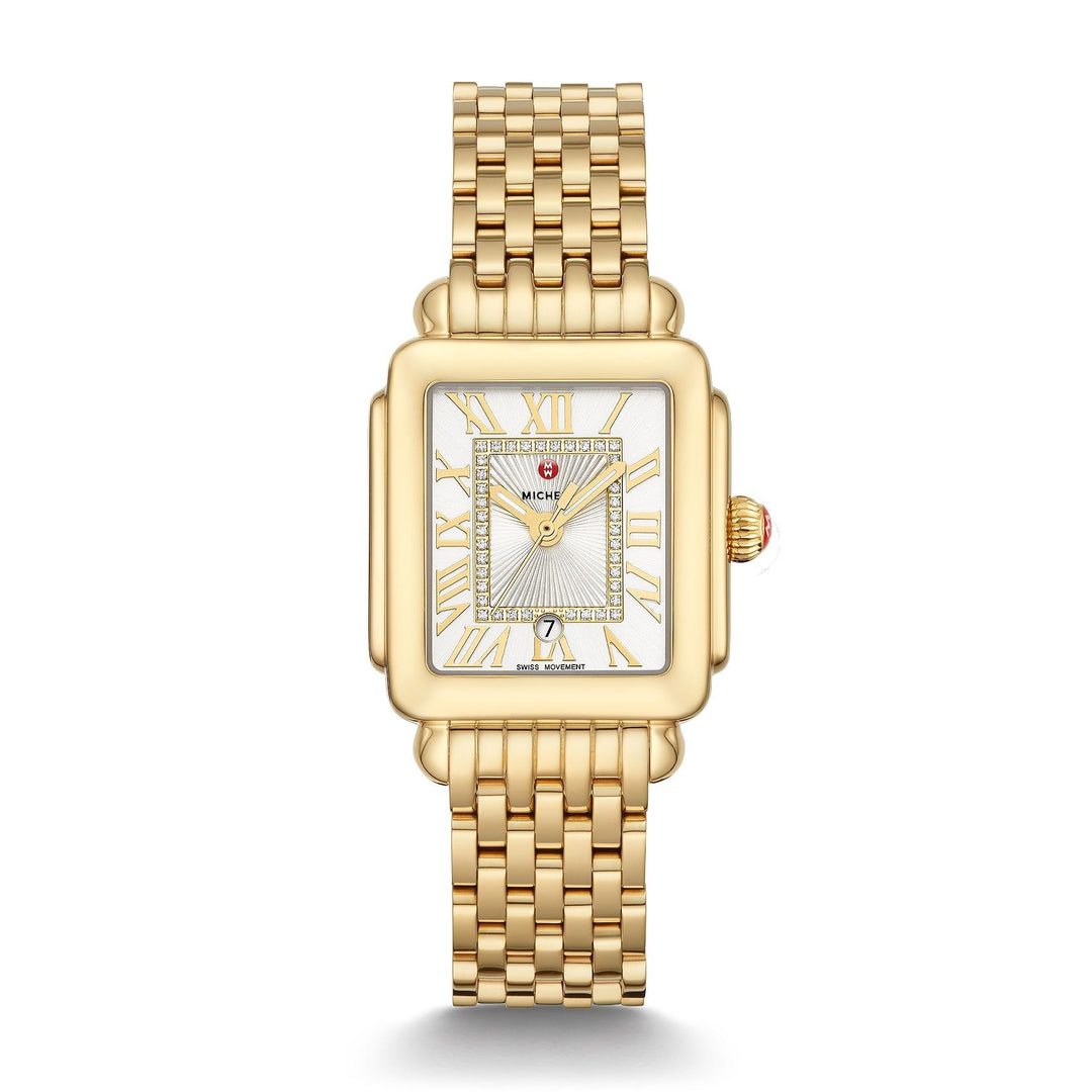 MICHELE DECO MADISON 18K GOLD PLATED DIAMOND DIAL WATCH