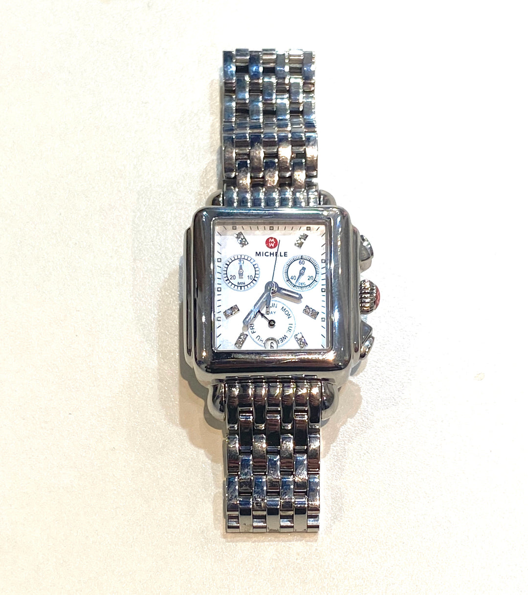 MICHELE DECO DIAMOND MOTHER OF PEARL DIAL STEEL WOMEN&