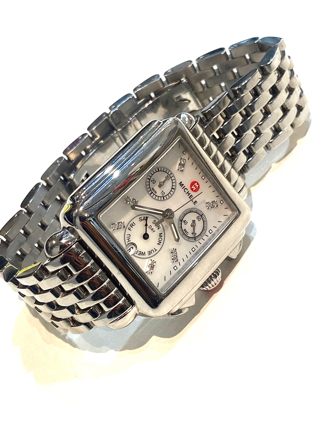 MICHELE DECO DIAMOND MOTHER OF PEARL DIAL STEEL WOMEN&