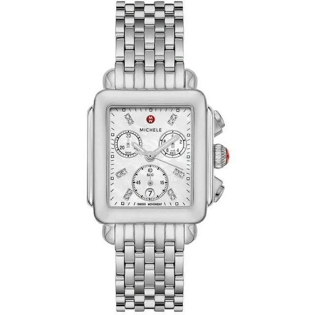 MICHELE DECO DIAMOND MOTHER OF PEARL DIAL STEEL WOMEN&