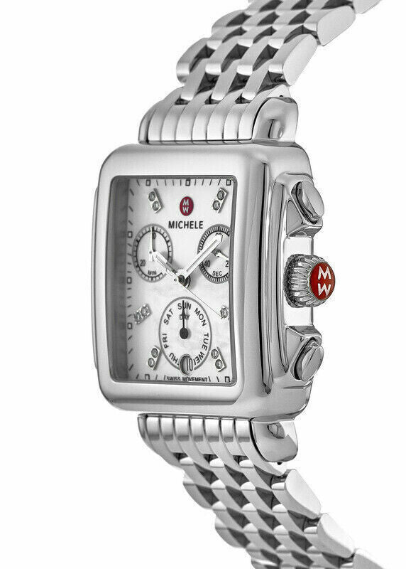 MICHELE DECO DIAMOND MOTHER OF PEARL DIAL STEEL WOMEN&