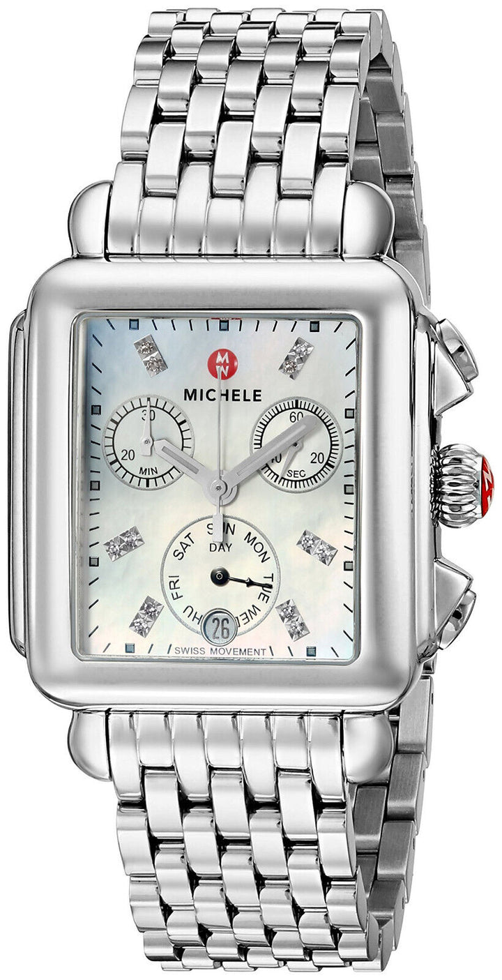 MICHELE DECO DIAMOND MOTHER OF PEARL DIAL STEEL WOMEN&