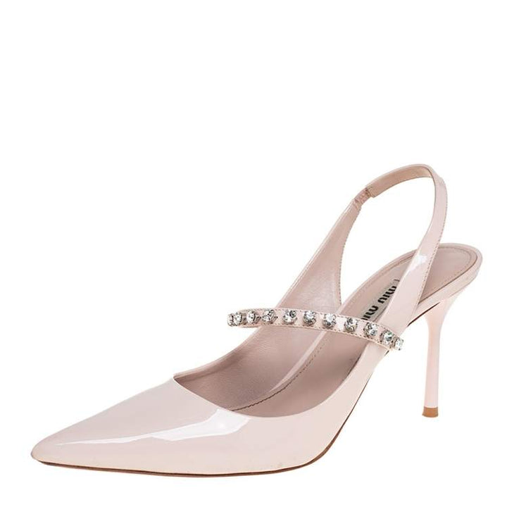 MIU MIU CRYSTAL EMBELLISHED SLINGBACK PUMPS